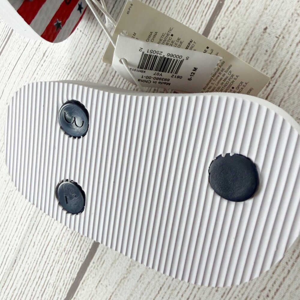 Old Navy Baby Patriotic Flip Flop Sandals Stars Stripes NWT 3 6-12 Months - Picture 3 of 3